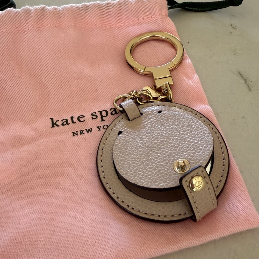 NWOT Kate Spade cream key chain bag charm with mirror - Picture 3 of 8